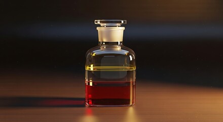 Two Layered Liquid in Glass Bottle Chemistry Experiment Science Photo