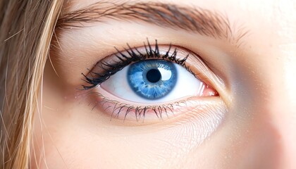 Fototapeta premium Close-up of a woman's blue eye