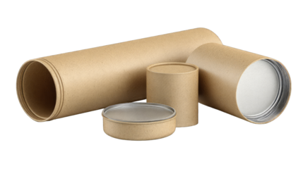 Set of cardboard tubes and containers