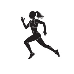 Running Female Silhouette – Dynamic Side View Athlete