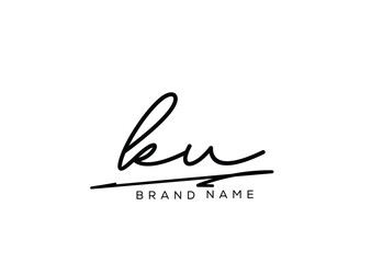 KU letter elegant cursive beauty handwriting logo.