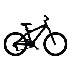 Silhouette of a mountain bike showing frame wheels and handlebars for outdoor adventures silhouette