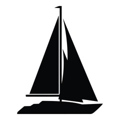 Silhouette of a majestic sailboat with full sails navigating open waters silhouette
