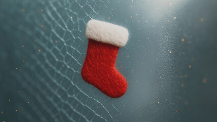 Festive Stocking: A festive red stocking with a fluffy white trim. It hangs gracefully, ready for the magic of the season.