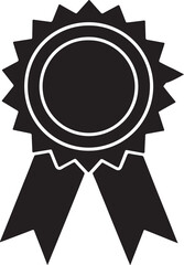 Award badge or winning prize ribbon flat vector Black silhouette vector