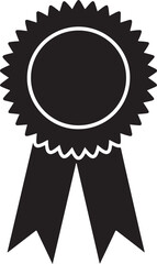Award badge or winning prize ribbon flat vector Black silhouette vector