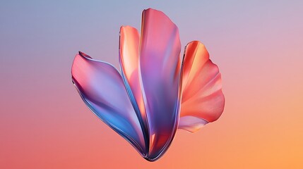 Digital artwork with abstract floral design and iridescent petals for showcasing vibrant color gradient modern creative art concept
