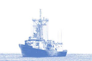 WARSHIP - The Oliver Hazard Perry class guided missile frigate is sailing at sea