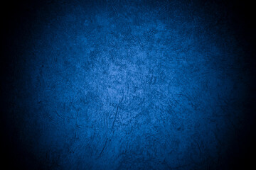 Old wall pattern texture cement blue dark abstract  blue color design are light with black gradient background.