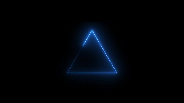 Abstract neon colorful triangle sign icon animation on black background. Neon lights abstract animated background. 4k video. - Powered by Adobe