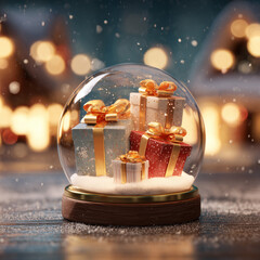 snow globe in the snow