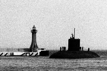 OKRĘT PODWODNY - okręt wojenny ORP ORZEŁ (ORP Eagle) Marynarki Wojennej RP płynie do portu morskiego 
