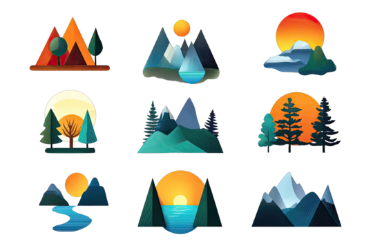 Collection of stylized landscape images