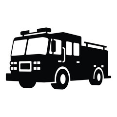 Bold black silhouette of a fire truck ready for emergency response services silhouette