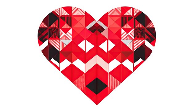 Naklejki Red geometric heart, Valentine's Day, abstract background, love design