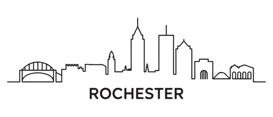 Obraz premium Rochester Line Art skyline silhouette. Black Rochester city design isolated. with white background