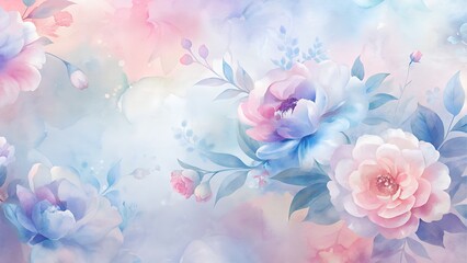 Soft watercolor floral background in pastel colors