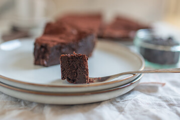 delicious square pieces of fudgy chocolate brownies
