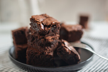 delicious square pieces of fudgy chocolate brownies