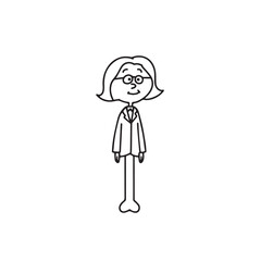 Old woman in formal clothes black and white vector illustration simple minimalist portrait design