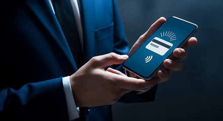 Businessman Making Secure Mobile Contactless Payment on Smartphone