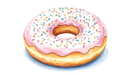 Pink glazed donut with sprinkles (1)