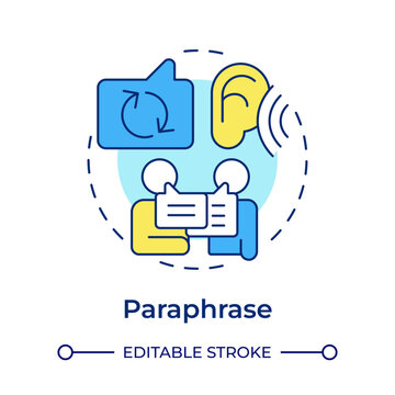 Paraphrase multi color concept icon. Communication, networking. Active listening, conversation. Round shape line illustration. Abstract idea. Graphic design. Easy to use in booklet, blog post