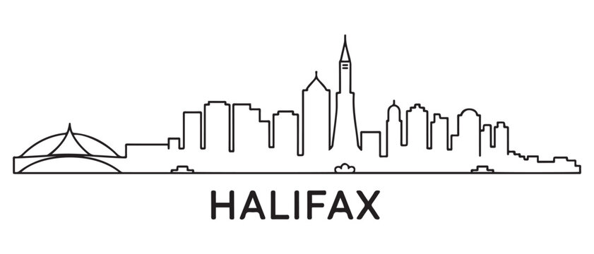 Halifax Line Art skyline silhouette. Black Halifax city design. with white background
