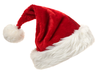 Classic red Santa hat on black background