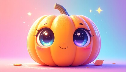 Naklejka premium Cute Halloween pumpkin as adorable festive decoration