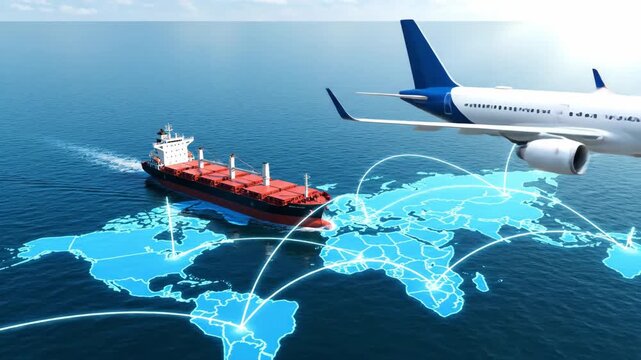 airplane on the world map