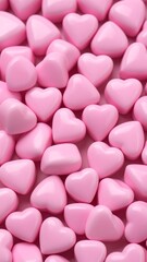 Pink heart-shaped candies close-up