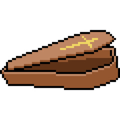 pixel art of wood coffin open empty