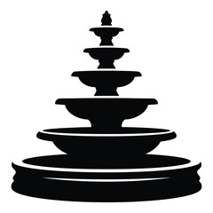 Elegant tiered water fountain silhouette for garden and landscape design silhouette