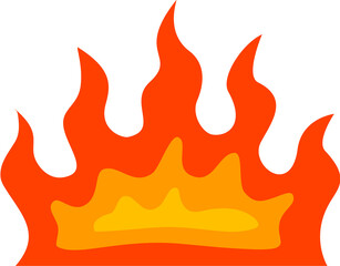 A large, bright orange, cartoonish bonfire.