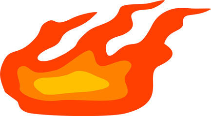 A large, bright orange, cartoonish bonfire.