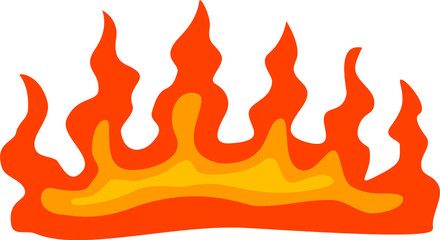 A large, bright orange, cartoonish bonfire.