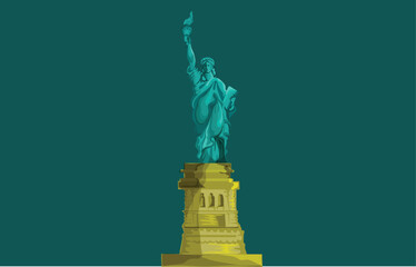 illustration of the Statue of Liberty in New York, showcasing the iconic monument with minimalist details, symbolizing freedom, democracy, and American heritage.