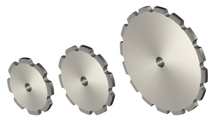 Steel chain sprockets. Conveyor chain. Transparent background. 3D rendering