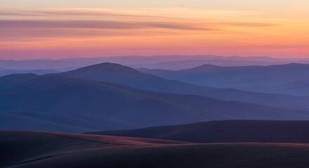 Misty Mountain Sunrise Landscape.