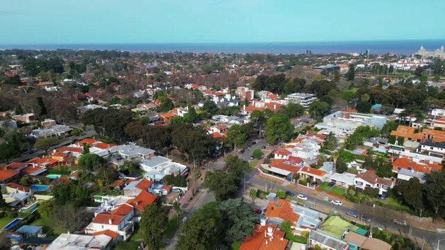 Panoramic Aerial View of Carrasco Neighborhood in Montevideo, Uruguay