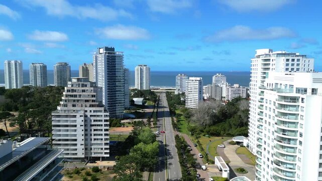 Driving Down Roosevelt Avenue Towards Playa Brava Punta del Este Uruguay