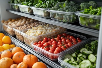Obraz premium Fresh Produce in a Refrigerator