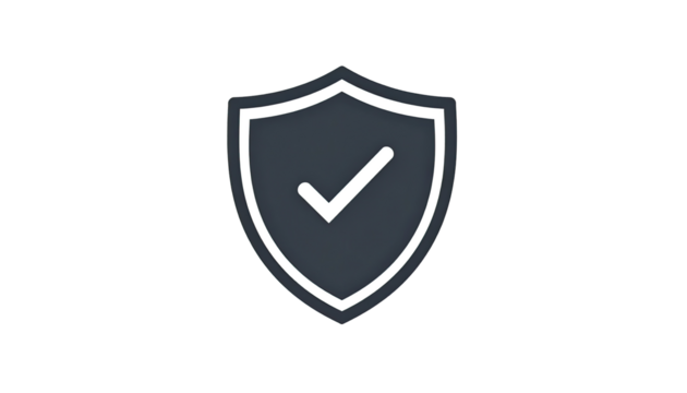Dark gray shield with white checkmark