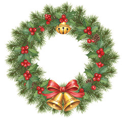 christmas wreath on white background