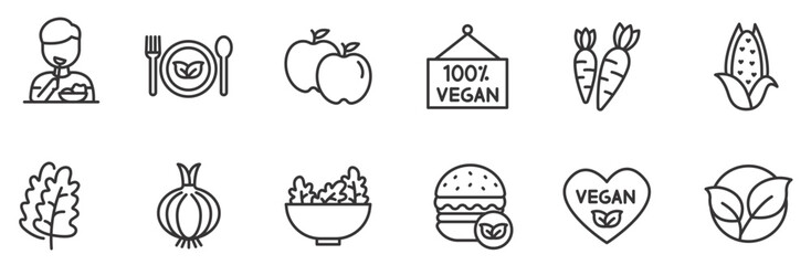  healthy food line icons. vector