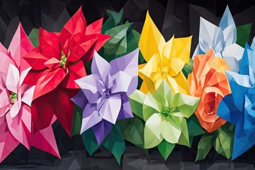 Colorful polygonal poinsettias