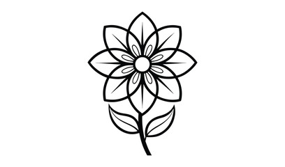 Simple outline drawing of a stylized flower with stem and leaves