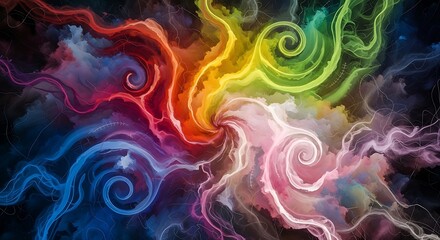 Fototapeta premium An Abstract Blend of Rainbow Hues, Swirls, and Dreamlike Visualizations