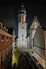 Night view on the Corpus Christi Basilica, Bazylika Bozego Ciala, Krakow, Poland